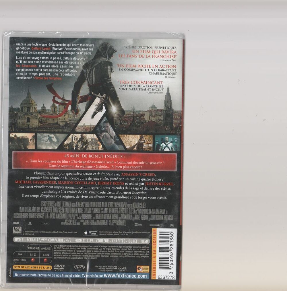 Assassin's Creed DVD et blu-ray