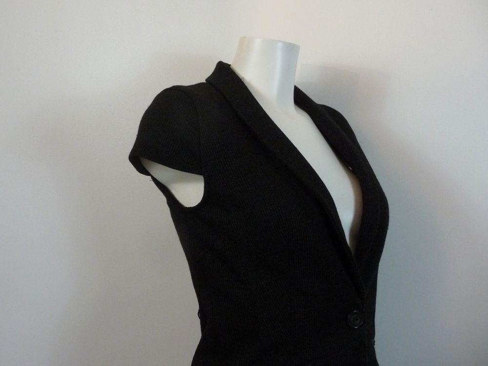 Veste/ Gilet Court Gris Col Fausse Fourrure Amovible- Promod Vêtements
