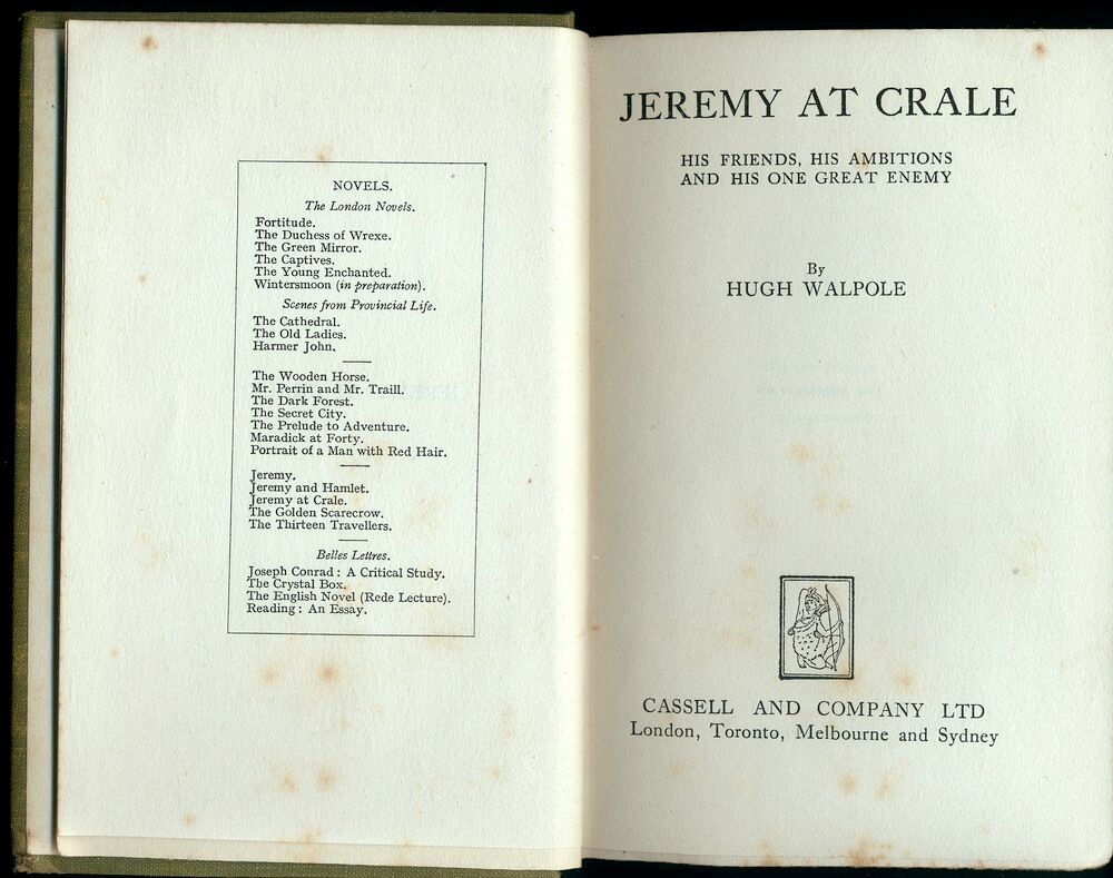 JEREMY AT CRALE
Hugh Walpole Livres et BD