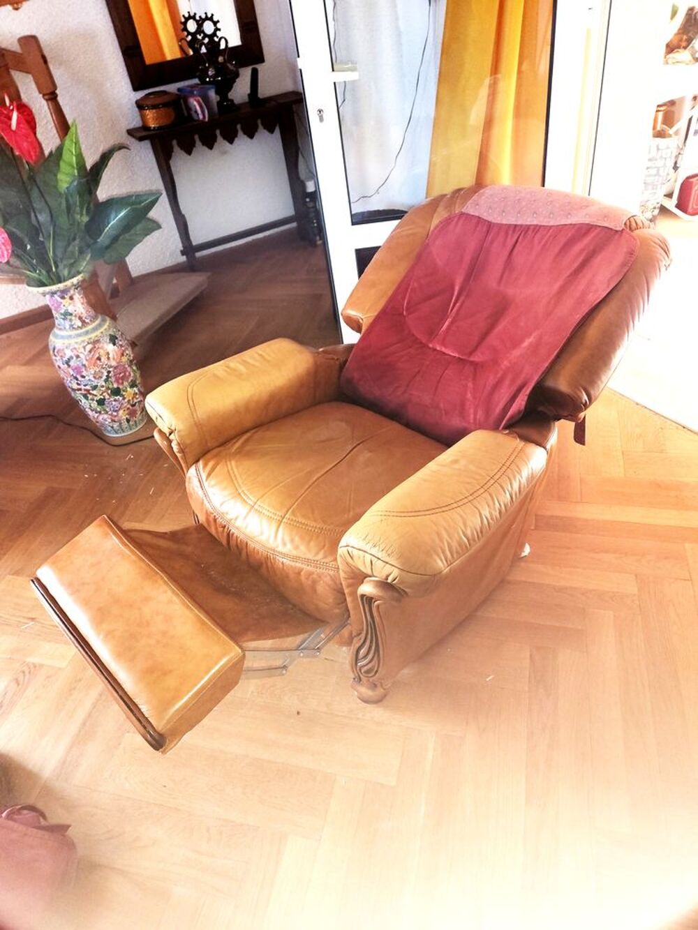 Canap&eacute; cuir avec 2 fauteuils relax &eacute;lectriques Meubles