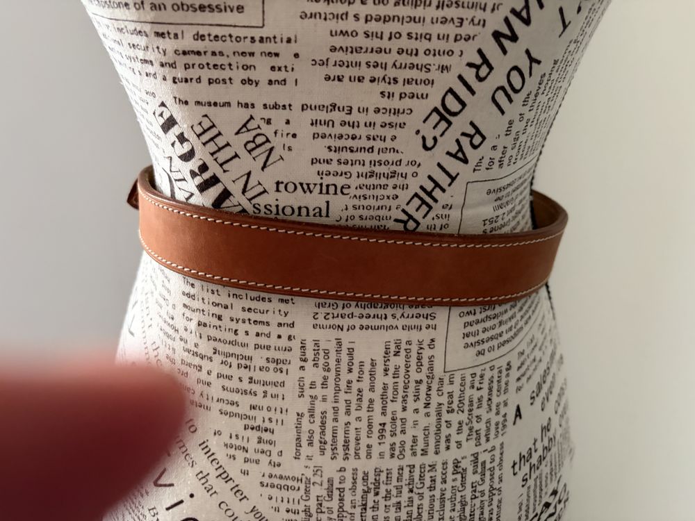 Ceinture Herm&egrave;s Gold &amp; White Stitching Cuir Luxe T80 Maroquinerie