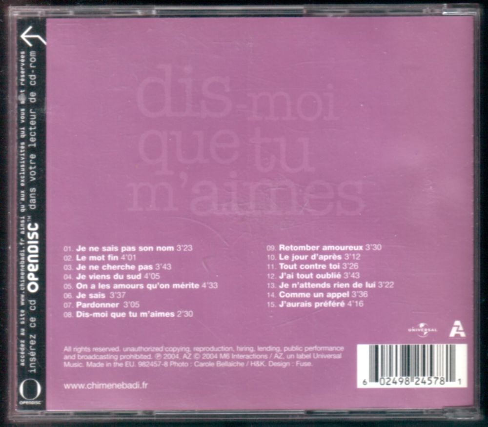 Album CD : Chim&egrave;ne Badi - Entre nous CD et vinyles