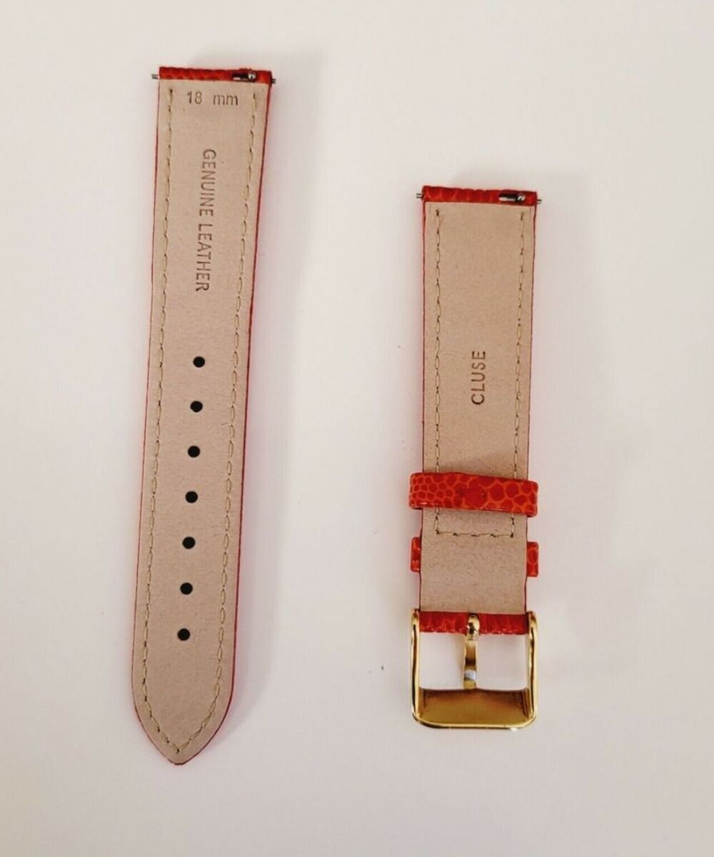 BRACELET MONTRE 18 MM CUIR FA&Ccedil;ON L&Eacute;ZARD COULEUR CORAIL NEUF Bijoux et montres