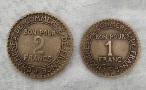 Pi�ces de 1 et 2 francs. 10 Vierzon (18)
