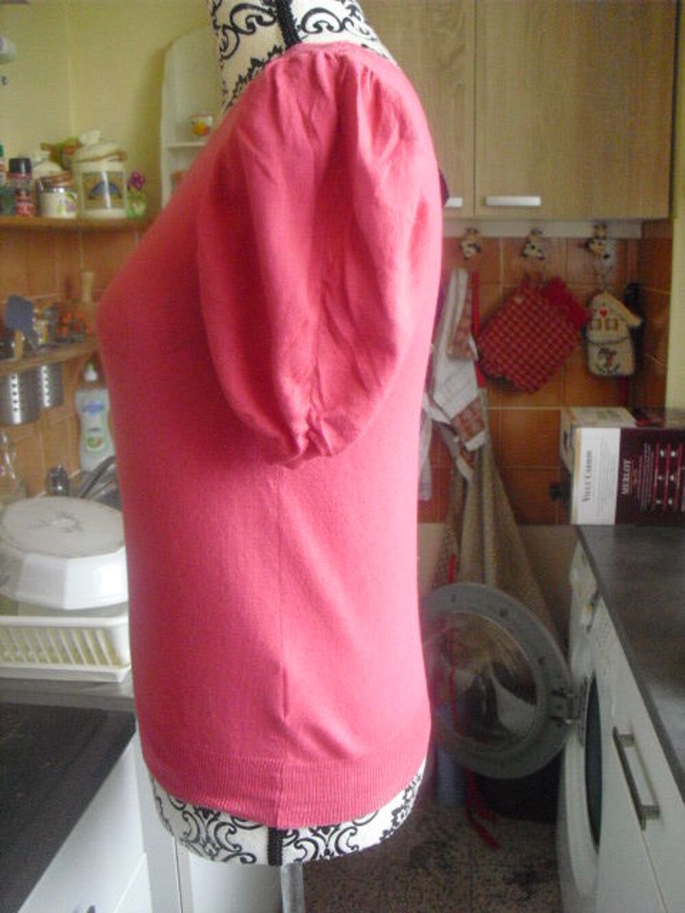 PULL maille fine rose framboise a noeud NEUF ETAM TAILLE 36 Vêtements