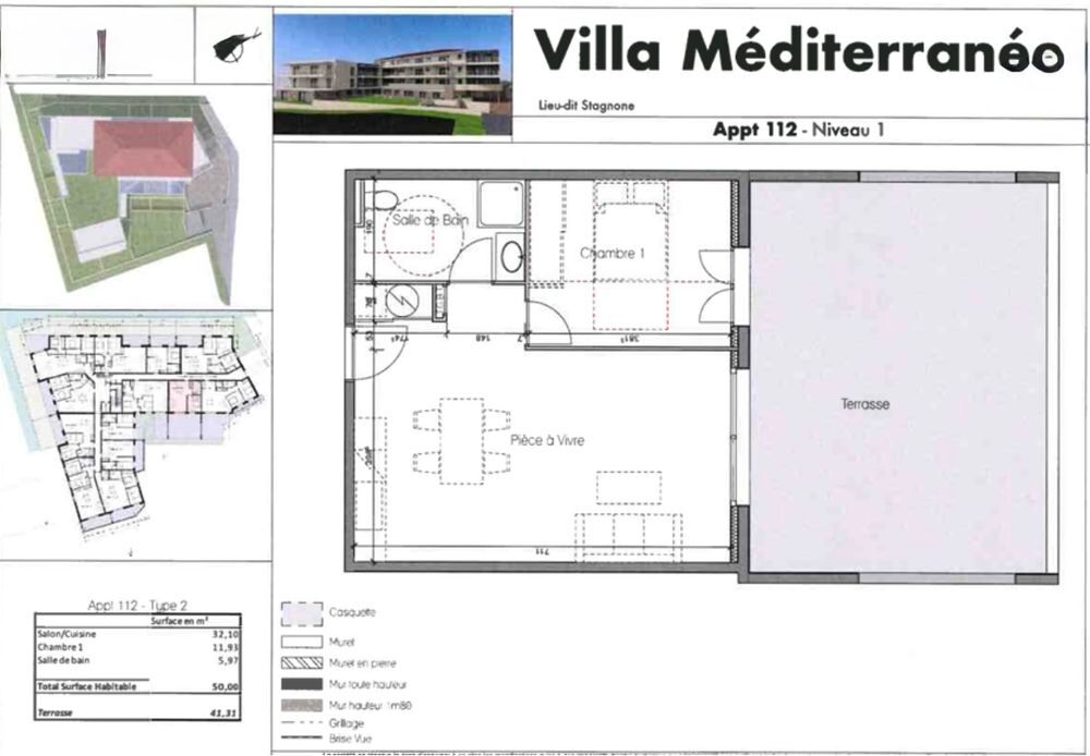 Vente Appartement sur plan : T2 de 50m² avec terrasse de 41,31m² Calvi