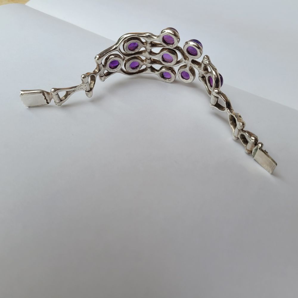 Bracelet articul&eacute; TOUL HOAT argent 9 am&eacute;thystes Bijoux et montres