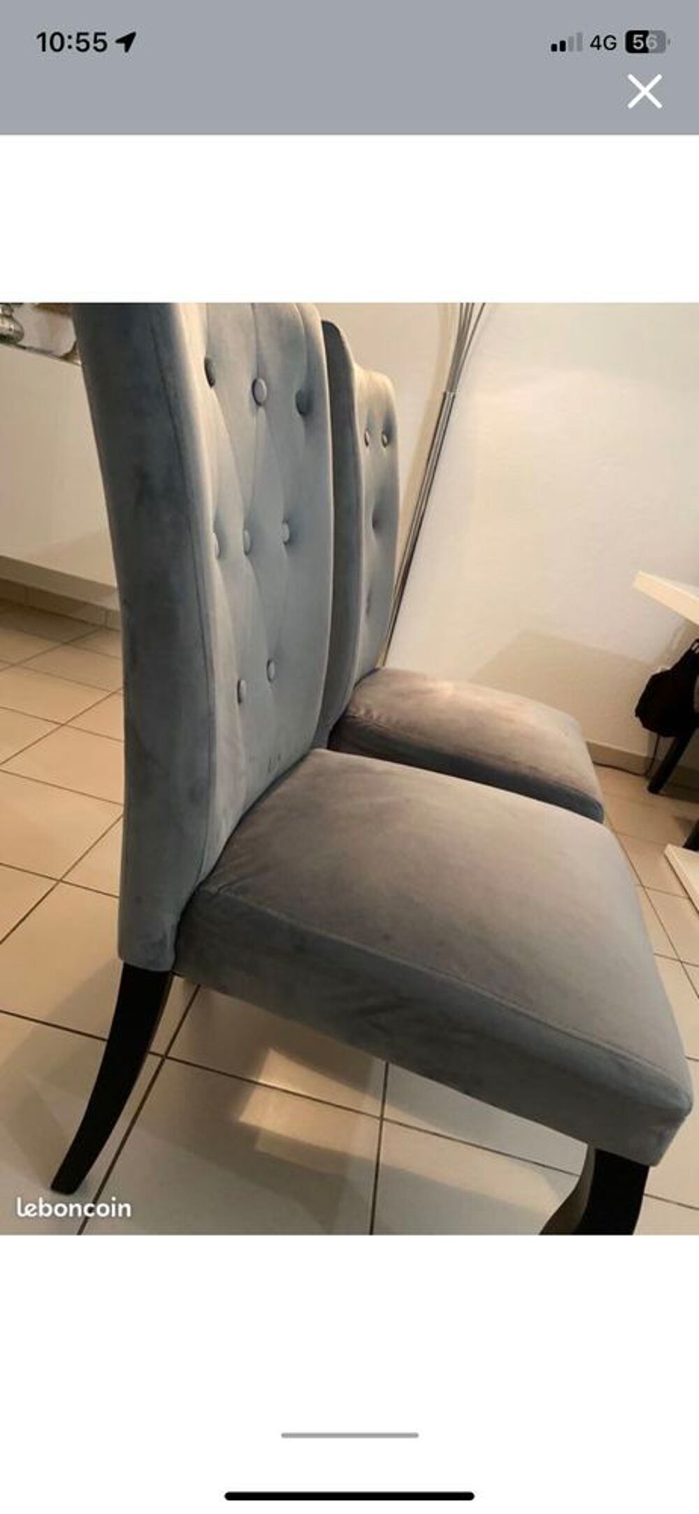 lot de 4 chaises en velours grises Meubles