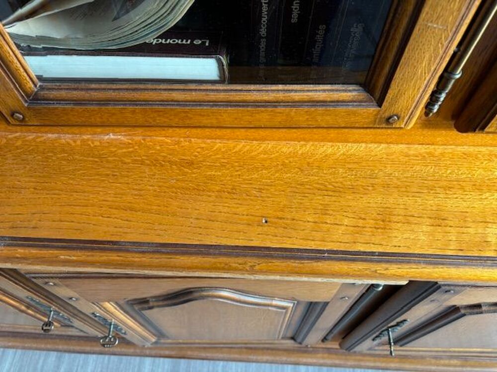 Grande vitrine biblioth&egrave;que buffet en ch&ecirc;ne massif Meubles