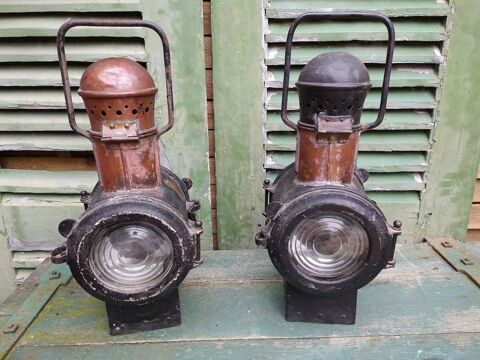 Paire de Lampes Lanterne Phare Locomotive SNCF Train 250 Loches (37)