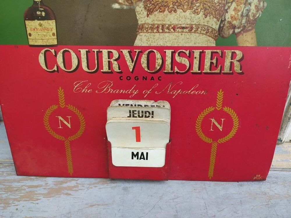 Calendrier Plaque T&ocirc;le Publicitaire Cognac Courvoisier 