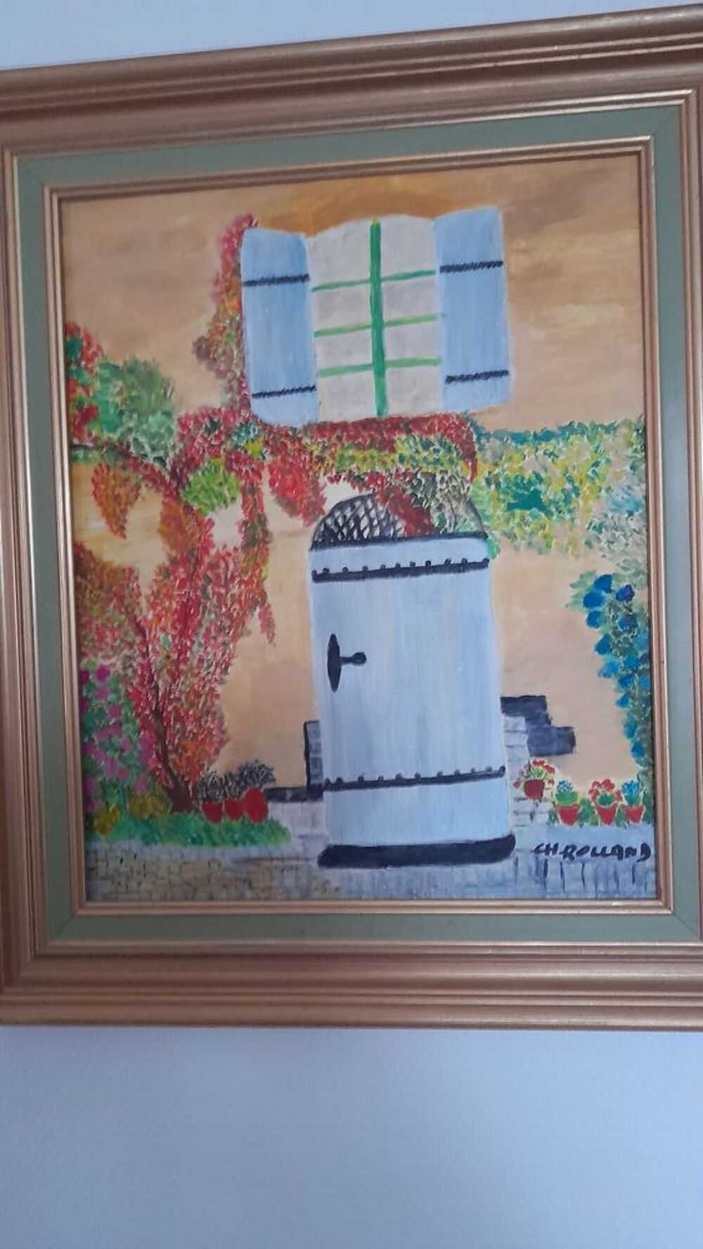 Tableau acrylique fa&ccedil;ade provencale toile F6 52 cms sur 44 Décoration
