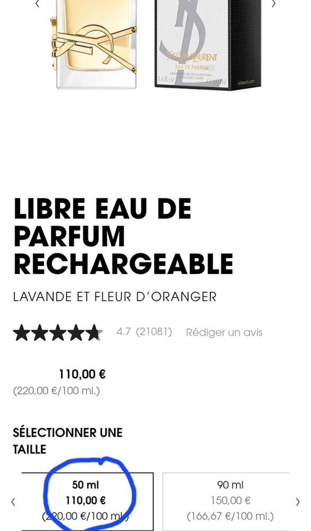 Lot Eau de parfum Libre Yves Saint Laurent 50 ml, pochette et lait pour le corps 50 ml Bijoux et montres