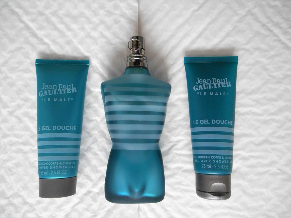 Flacon de parfum vide Le M&acirc;le + 2 Gel douche JP Gaultier 