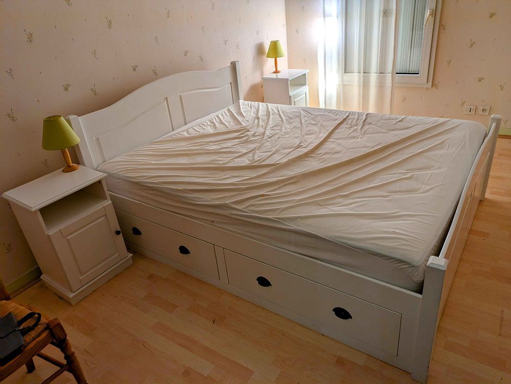Don Lit 160/200cm Sommier+tables de chevet+Matelas Meubles