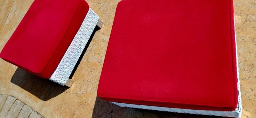 pouf carr&eacute; en osier Meubles