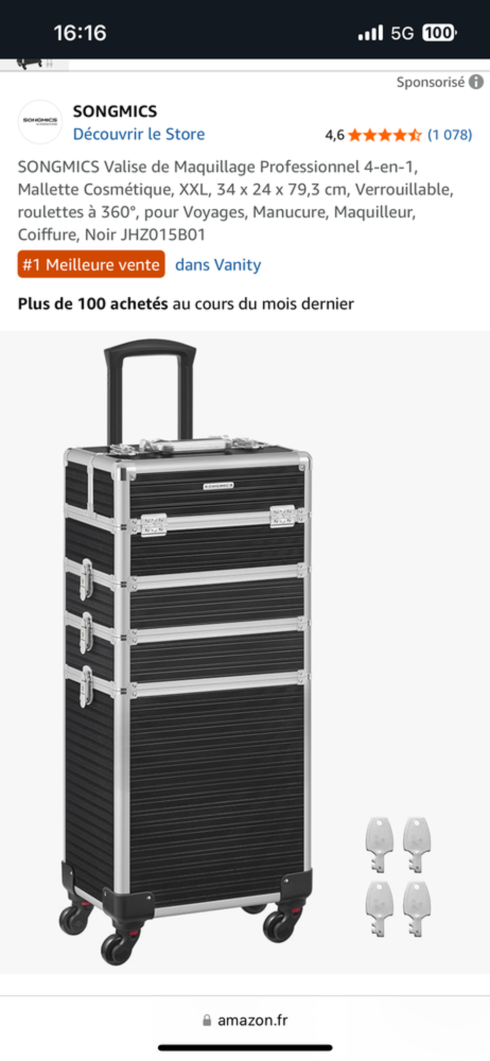 Valise maquillage / coiffure 4 en 1 Maroquinerie