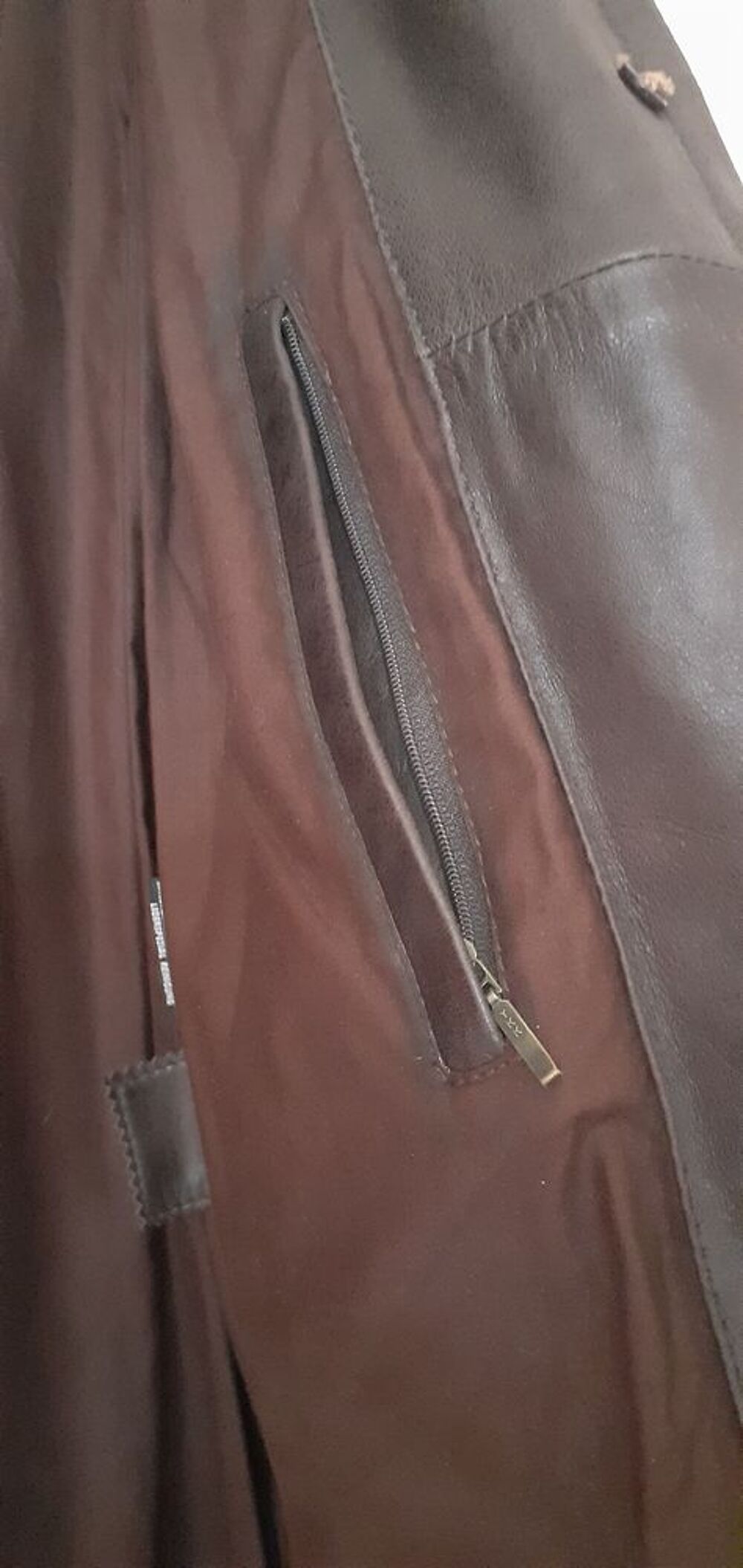 Manteau cuir Marron fonc&eacute; T36 Vêtements