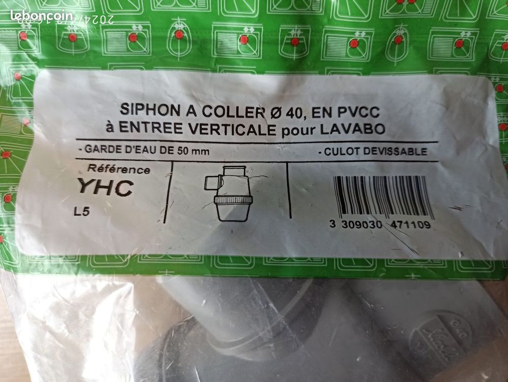 Siphon de lavabo Nicoll PVCC &agrave; coller Bricolage