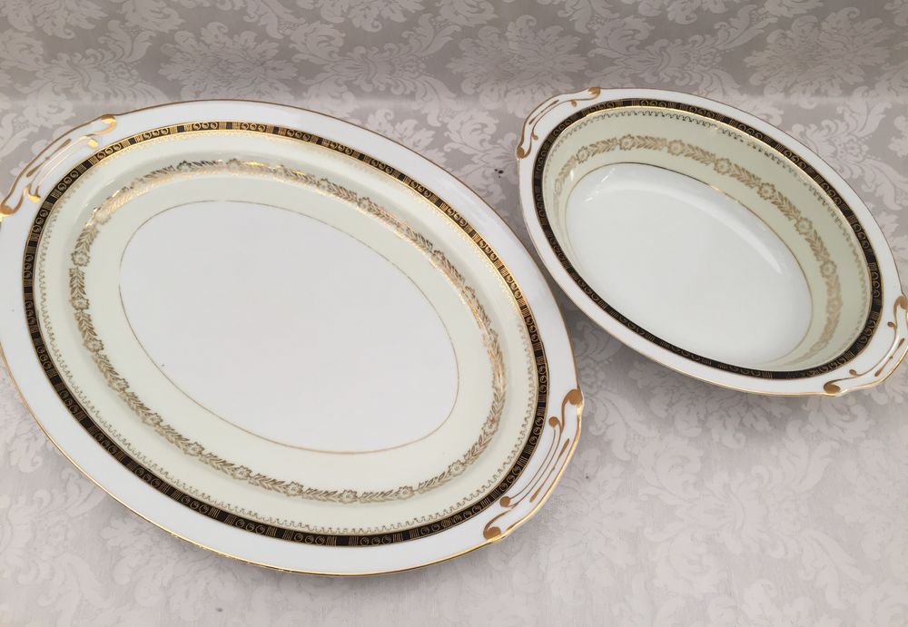 DEUX PLATS DE SERVICE OVALE PORCELAINE LUXE VINTAGE JAPON Cuisine