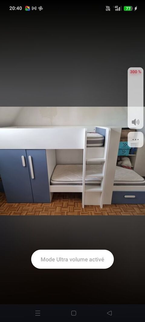 Lit superposé sommier armoire intégré avec 2 tiroirs +Matela Ruffigné (44)