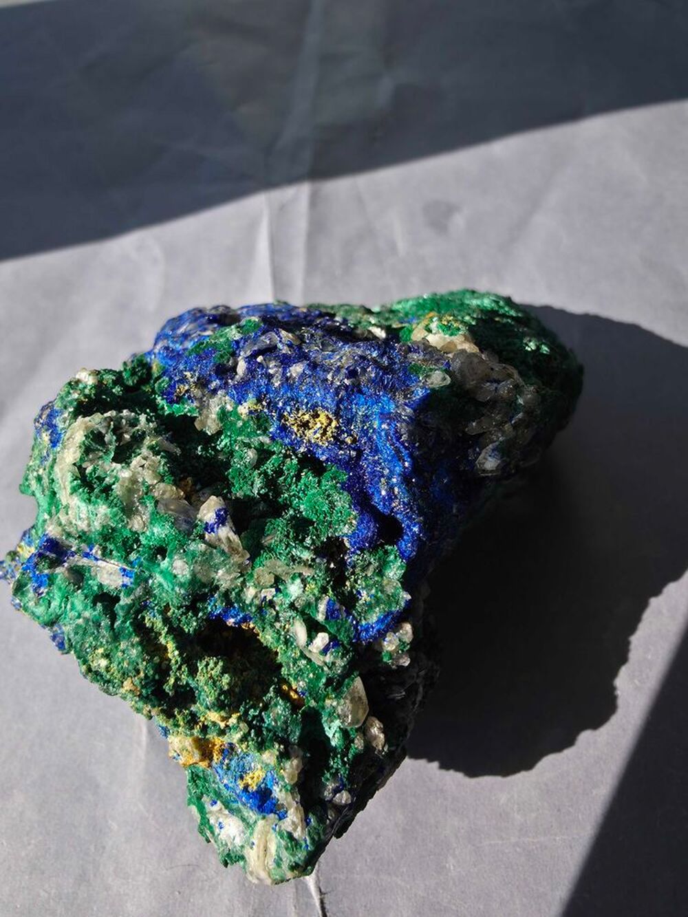 Min&eacute;ral Azurite, Malachite Fibreuse &amp; Quartz-Katanga 229g 