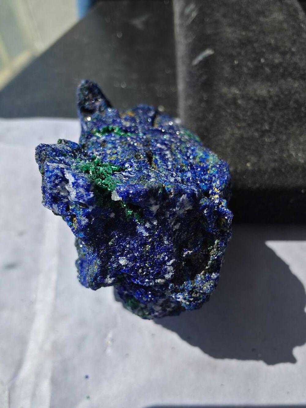 Azurite Bleu Intense, Malachite Fibreuse &amp; Quartz Brut Katanga RDC-131g 