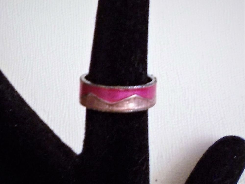Bague Anneau Bi Couleur Rose Clair et Rose Fonc&eacute; et M&eacute;tal Bijoux et montres