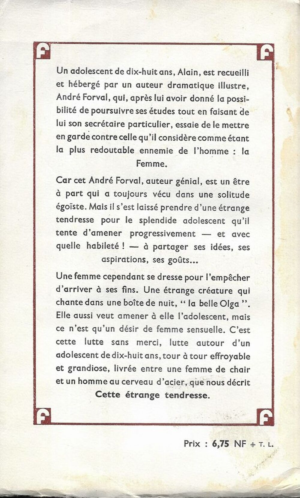 Livre, Cette Etrange Tendresse de Guy des Cars Livres et BD