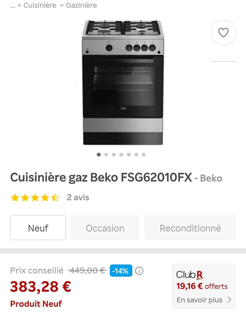 Gazini&egrave;re Beko Electroménager
