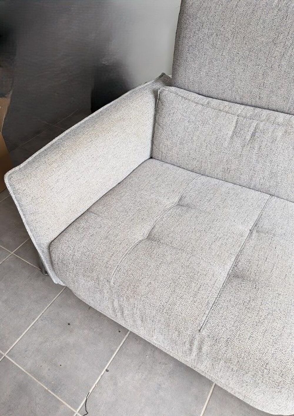Canap&eacute; 3 places 2 relax &eacute;lectriques CALVINE ? Tissu gris cla Meubles