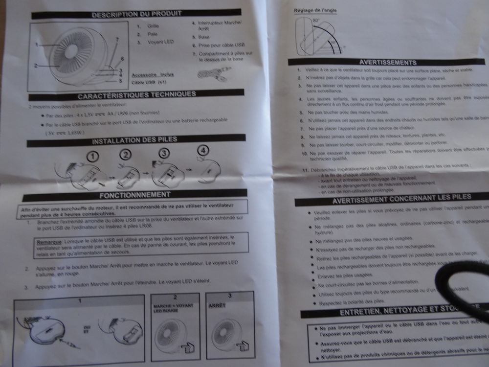 petit ventilateur de table Electroménager