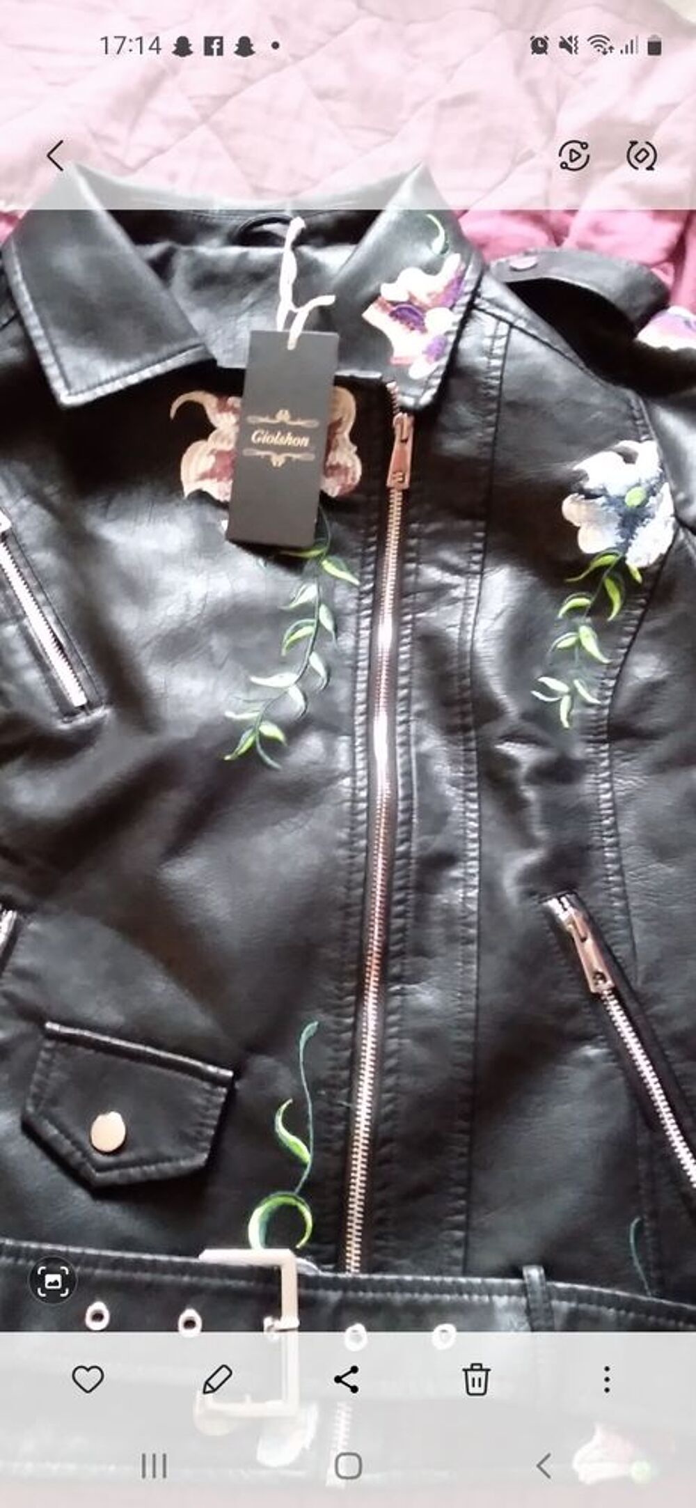 Blouson de cuir noir Vtements