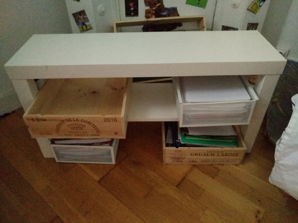 Meuble table et bo&icirc;tes 20e bordeaux Meubles