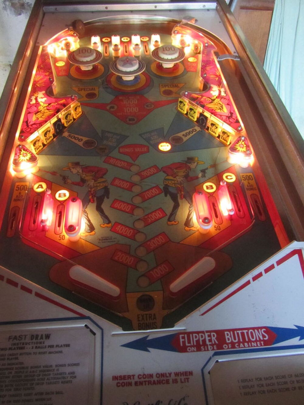 Flipper &eacute;lectrom&eacute;canique Gottlieb Fast Draw Jeux / jouets