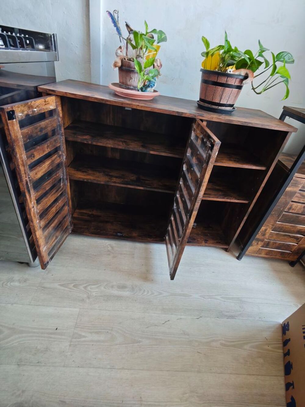 Buffet de rangement marron et noir 2 portes 100 x 35 x 75 cm Meubles