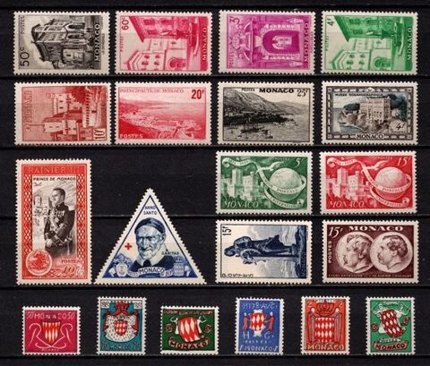 Lot timbres de Monaco annes 1948/54, tous**, superbes 0 Cholet (49)