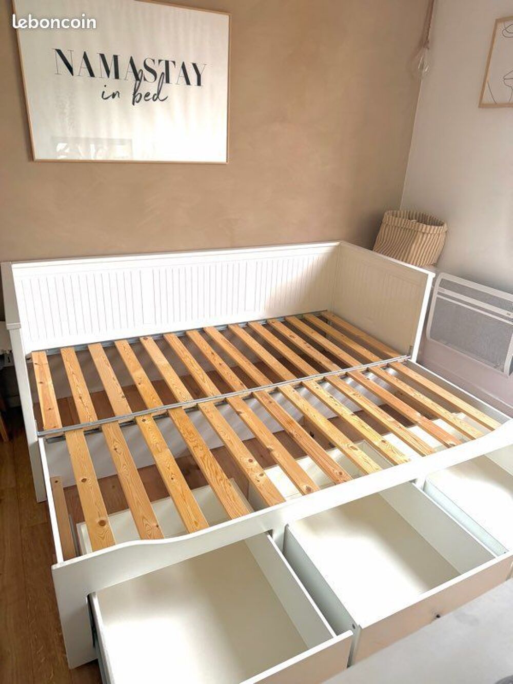 Lit banquette HEMNES IKEA blanc 2 places Meubles