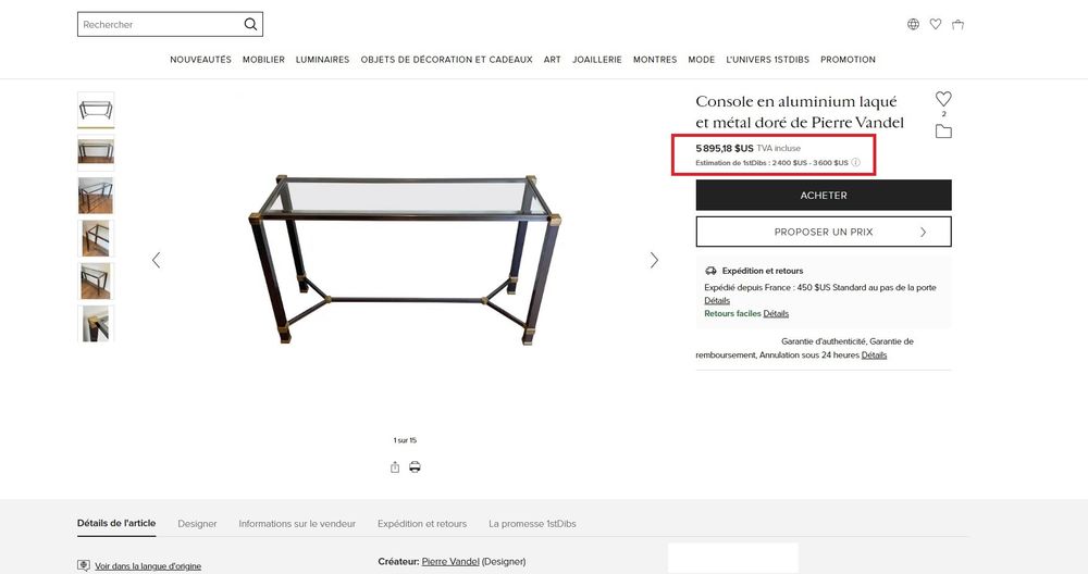 ?? Pierre Vandel Paris - Iconique console &agrave; entretoise Meubles
