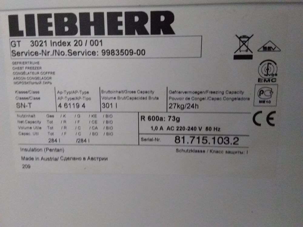 Congelateur bahut Liebherr 300l Electroménager