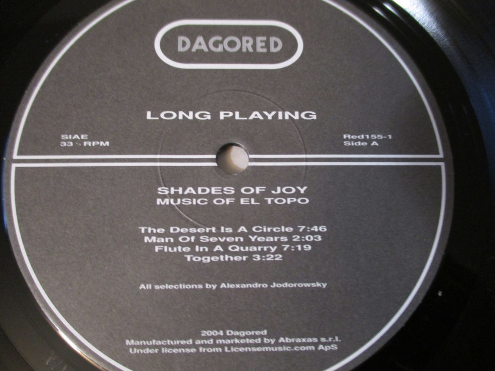 MUSIC OF EL TOPO SHADE OF JOY ROCK PSYCHE BOF 33 TOURS CD et vinyles