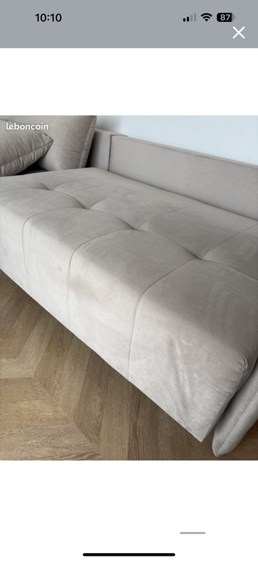 Canap&eacute; d'angle en velours taupe convertible et r&eacute;versible Meubles