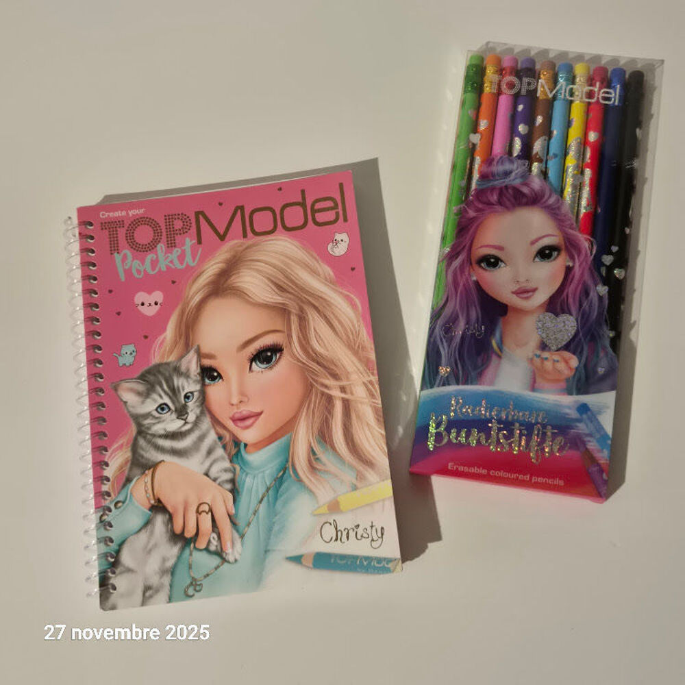 Carnet de dessins top model et ses crayons de couleurs gomma Jeux / jouets