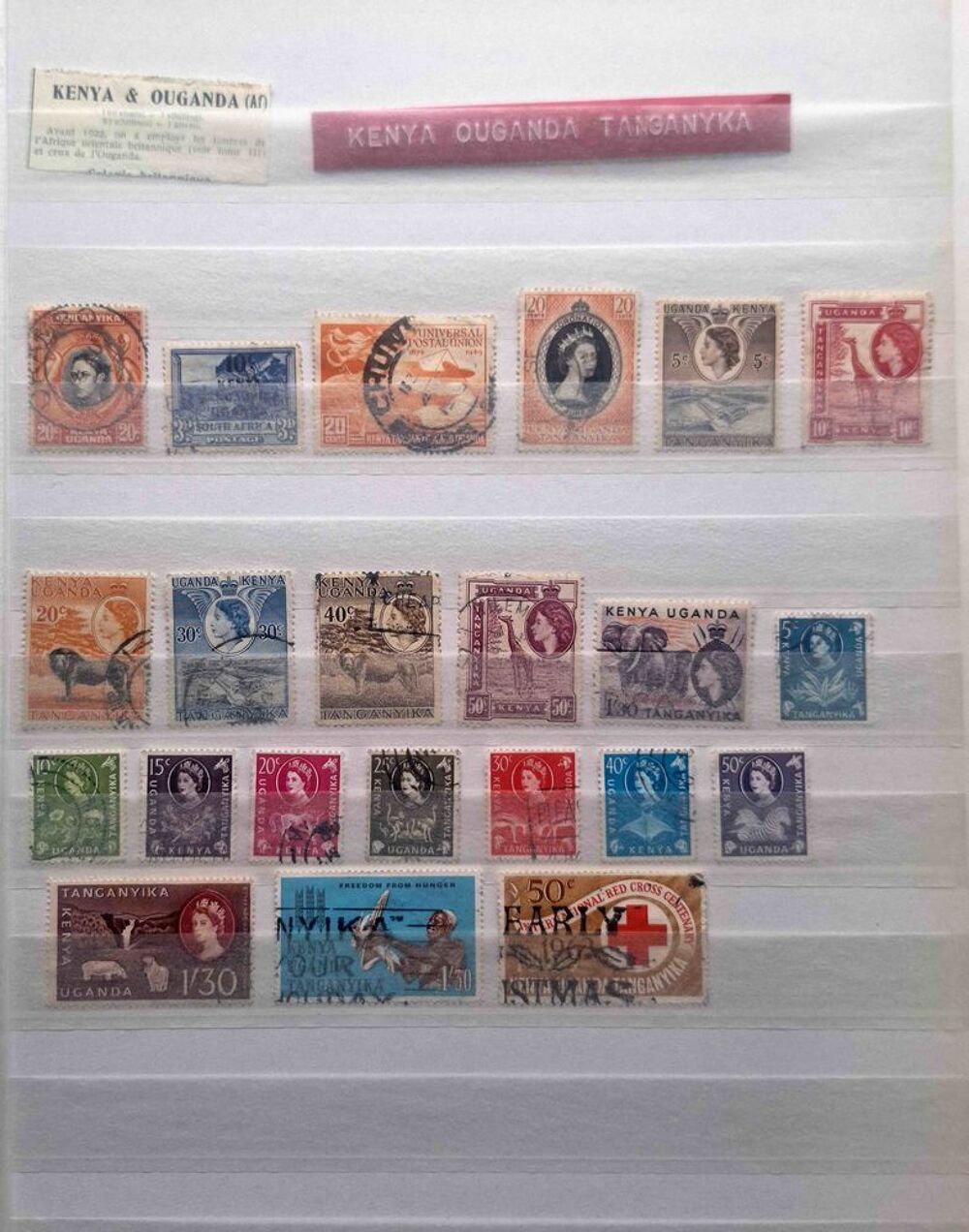 S&eacute;rie de timbres de collection du Kenya Ouganda Tanganyika 