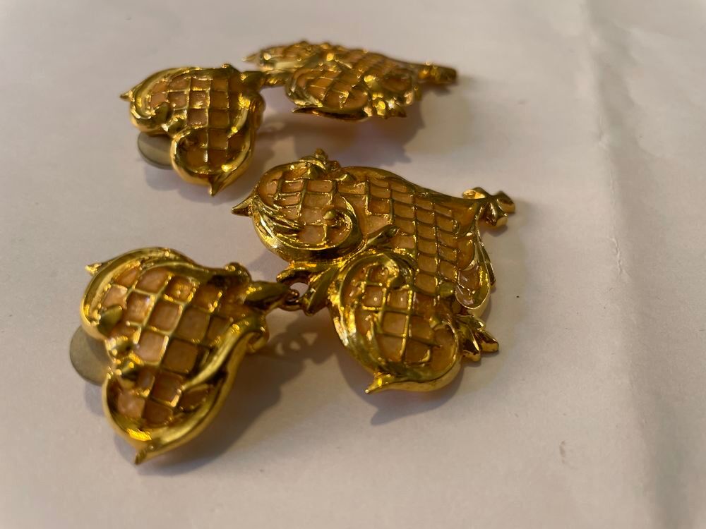 BO Clip c?ur croisillons email rose nacr&eacute; + pendant c?ur CL Bijoux et montres