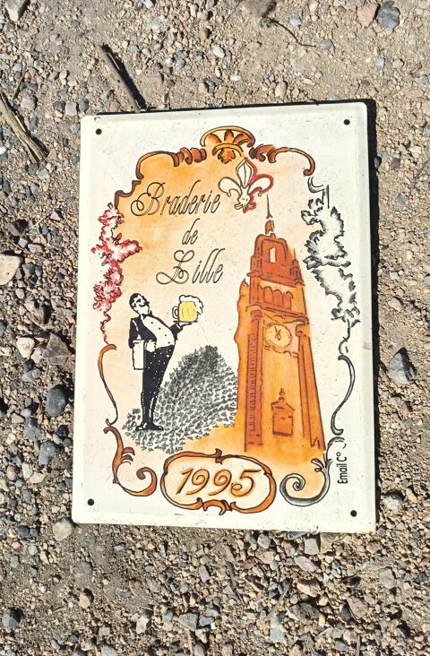 plaque tole emaillee Braderie de Lille de 1995 100 Saint-Jean-de-Fos (34)