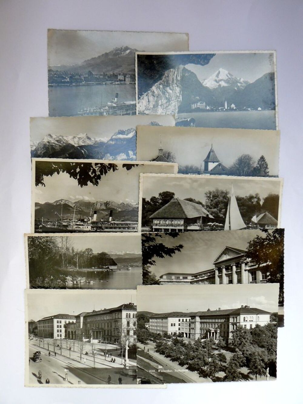 Lot 10 cartes postales suisse anciennes ann&eacute;es 50 