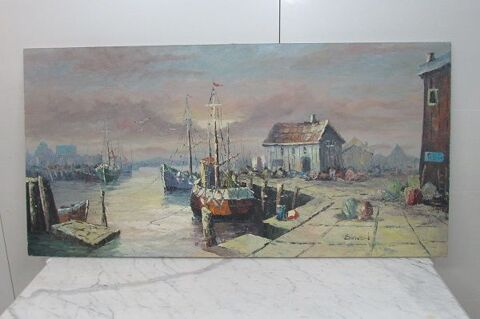 Tableau marine , peinture  l'huile, signe BONEN 260 Paris 15 (75)