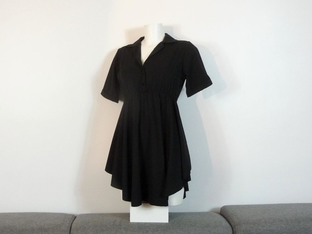 Robe/ Tunique Noir Manches Courtes Ceinture- New Collection Vêtements