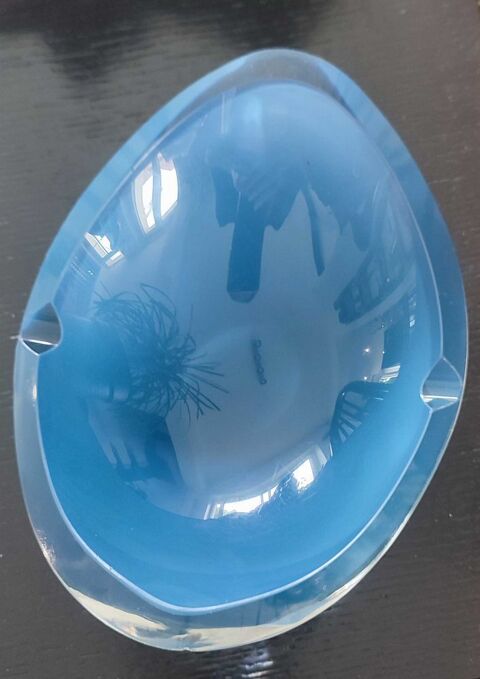 Cendrier ou vide-poche en verre d'art sign�- vintage design 45 Clermont (60)